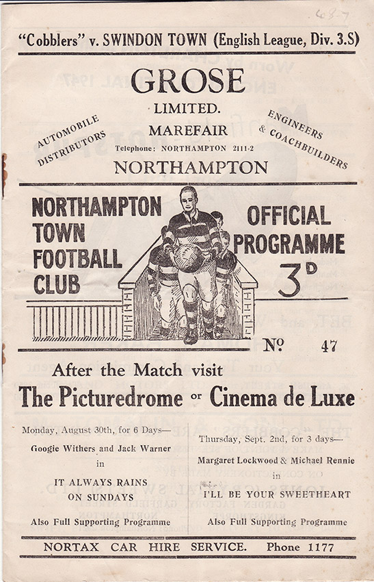 <b>Saturday, September 4, 1948</b><br />vs. Northampton Town (Away)